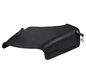 Black lawn mower deflector on a white background